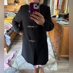 Versatile Black Women's Long Jacket Size 12